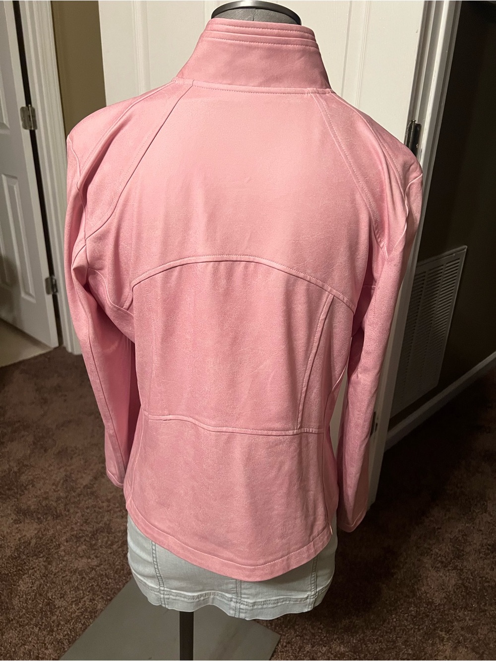 Clara Sun Woo Rose Pink Leather Moto Jacket - Picture 2 of 3